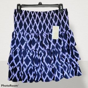 NWT Michael Kors navy & purple ruffle skirt, small